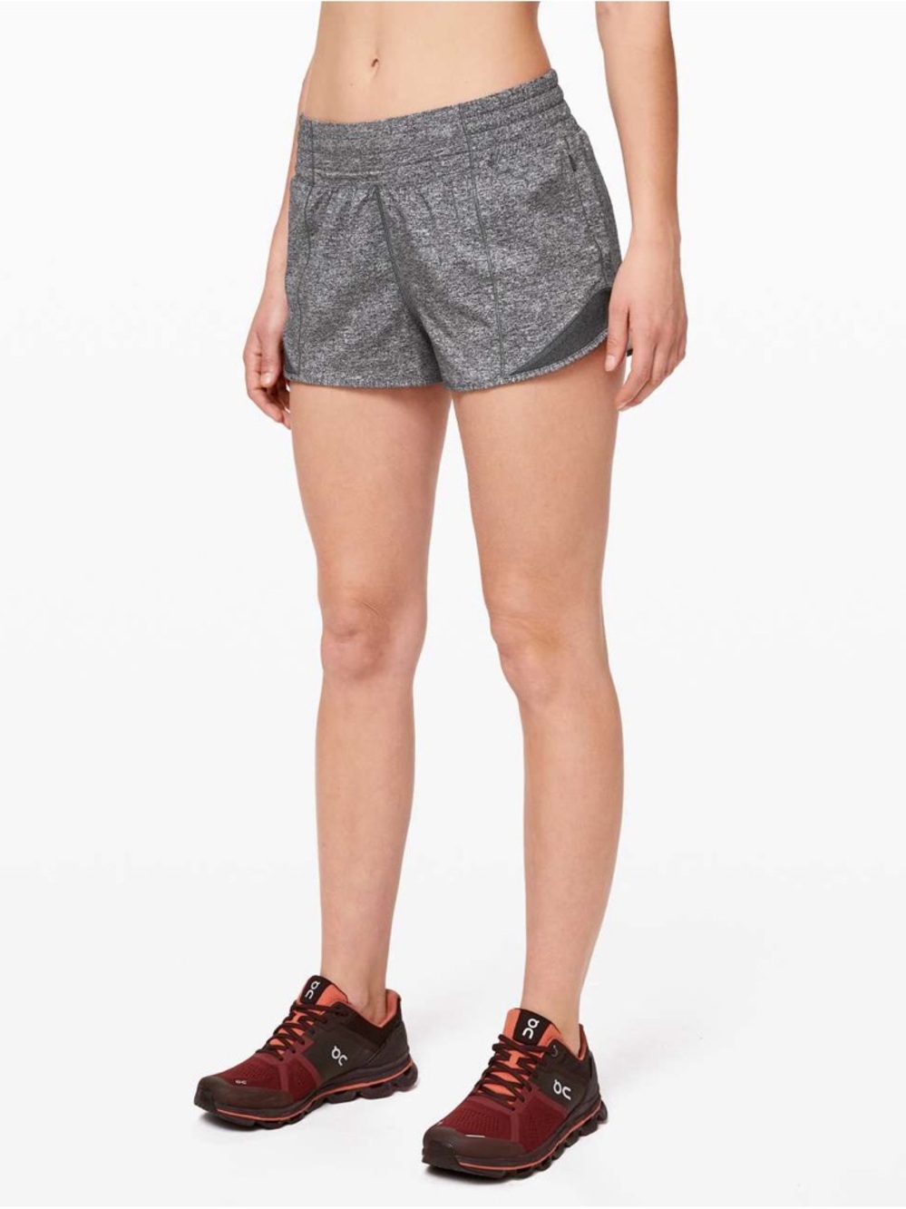 Lululemon Hotty Hot 2.5” Athletic Heather Gray Running Shorts Active Wear 10